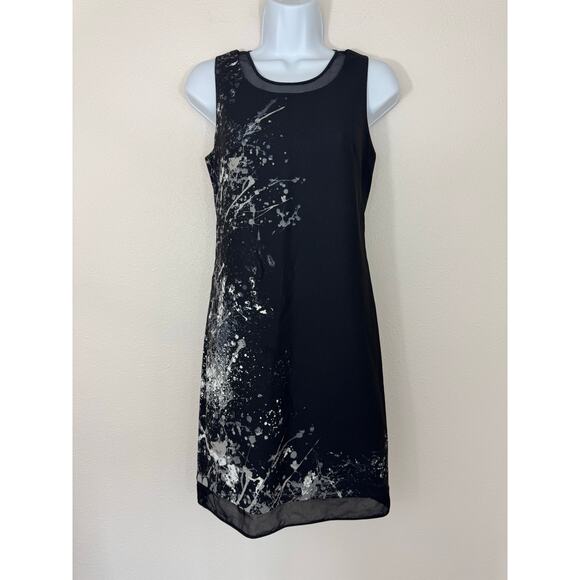 Elie Tahari Black Paint Splatter Sheath Dress Size 0 - Picture 1 of 9